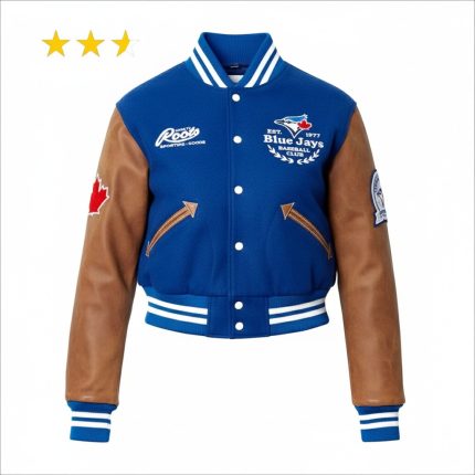 Toronto blue jays crop top Jacket Original Wool & Leather Sleeves