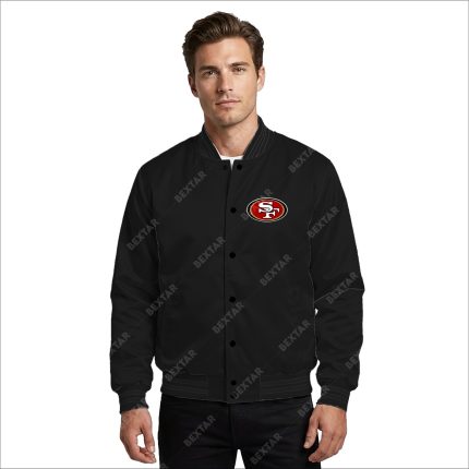 San Francisco 49ers Black Satin Bomber Jacket