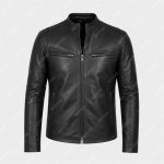 Men Cafe Racer Black Leather Jacket