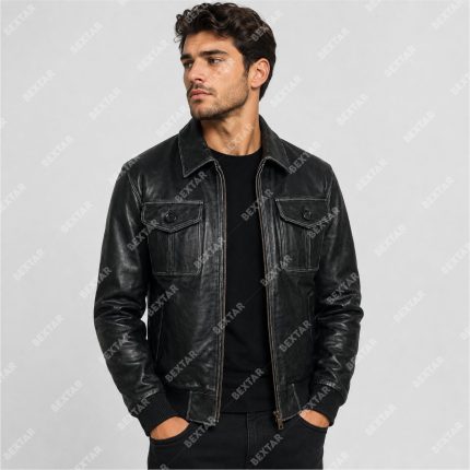 Black Rub-Off Goatskin Leather Jacket – THE BEXTAR