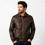 Brown Rub-Off Goatskin Leather Jacket