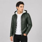 Green Semi-Aniline Sheepskin Leather Hooded Jacket – THE BEXTAR