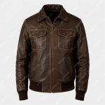Brown Rub-Off Goatskin Leather Jacket