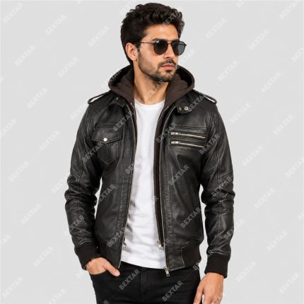 Brown Sheepskin Leather Hooded Jacket – THE BEXTAR