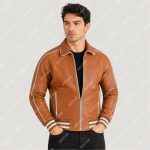 Tan Brown Semi-Aniline Sheepskin Leather Jacket – THE BEXTAR