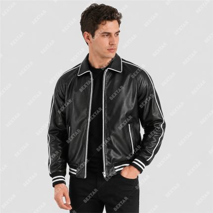 Black Semi-Aniline Sheepskin Leather Jacket – THE BEXTAR