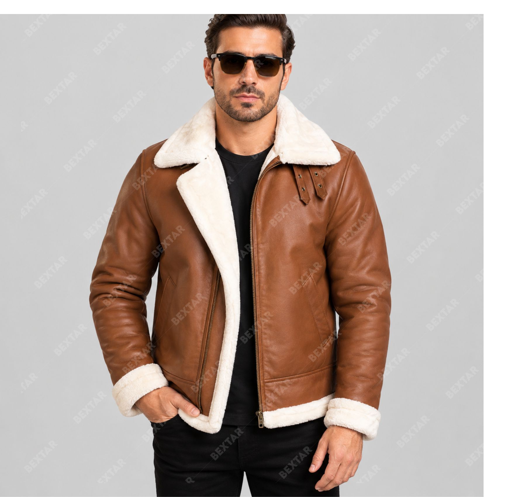 Brown Semi-Aniline Sheepskin Leather Jacket – THE BEXTAR Brown Semi-Aniline Sheepskin Leather Jacket – THE BEXTAR