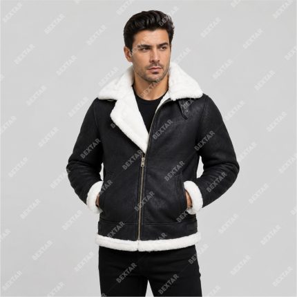 Distressed Black Snuffed Sheepskin Leather Jacket – THE BEXTAR