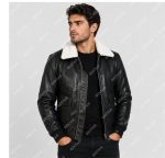 Black Semi-Aniline Sheepskin Leather Jacket with Removable Fur Collar – THE BEXTAR