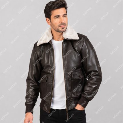 Brown Semi-Aniline Sheepskin Leather Jacket – THE BEXTAR