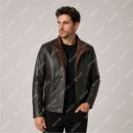 Brown Sheepskin Leather Jacket with Removable Fur Collar – THE BEXTAR