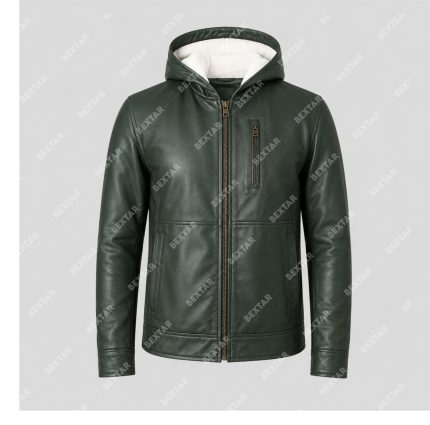 Green Semi-Aniline Sheepskin Leather Hooded Jacket – THE BEXTAR