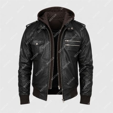 Brown Sheepskin Leather Hooded Jacket – THE BEXTAR
