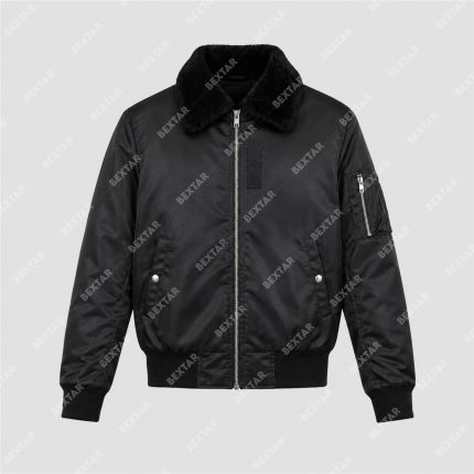 Black Satin Jacket with Removable Faux Fur Collar – THE BEXTAR