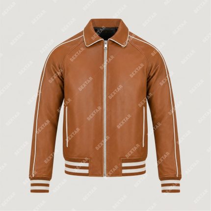 Tan Brown Semi-Aniline Sheepskin Leather Jacket – THE BEXTAR