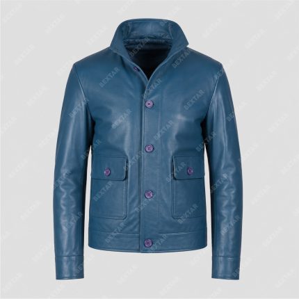 Blue Semi-Aniline Sheepskin Leather Jacket – THE BEXTAR
