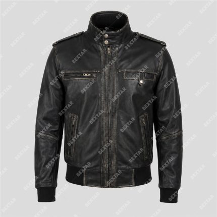 Black Cowhide Leather Jacket with Detachable Front Rib – THE BEXTAR