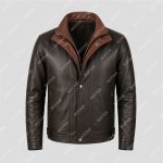 Brown Sheepskin Leather Jacket with Removable Fur Collar – THE BEXTAR