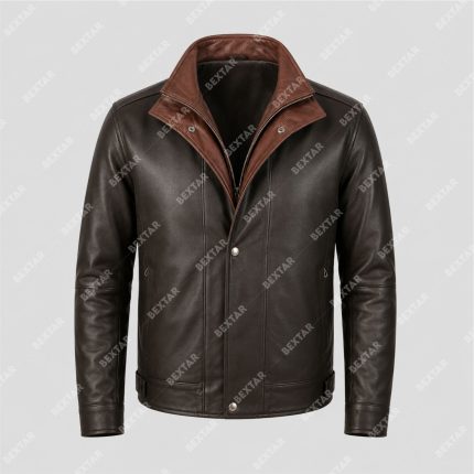 Brown Sheepskin Leather Jacket with Removable Fur Collar – THE BEXTAR
