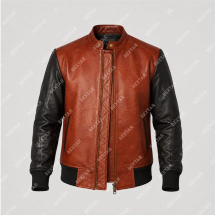 Maroon & Black Cowhide and Goatskin Leather Jacket – THE BEXTAR