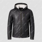 Black Semi-Aniline Sheepskin Leather Hooded Jacket – THE BEXTAR