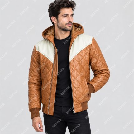 Tan Brown Semi-Aniline Sheepskin Leather Hooded Jacket – THE BEXTAR