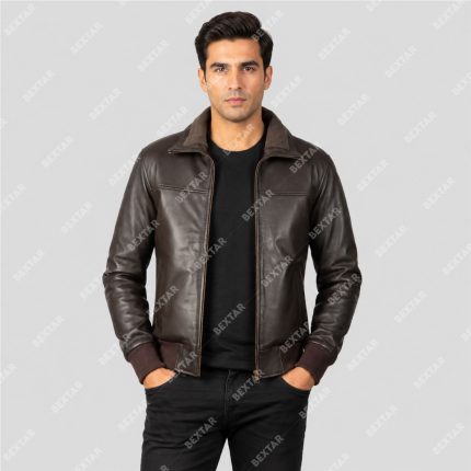 Dark Brown Semi-Aniline Sheepskin Leather Jacket – THE BEXTAR