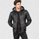 Black Semi-Aniline Sheepskin Leather Hooded Jacket – THE BEXTAR