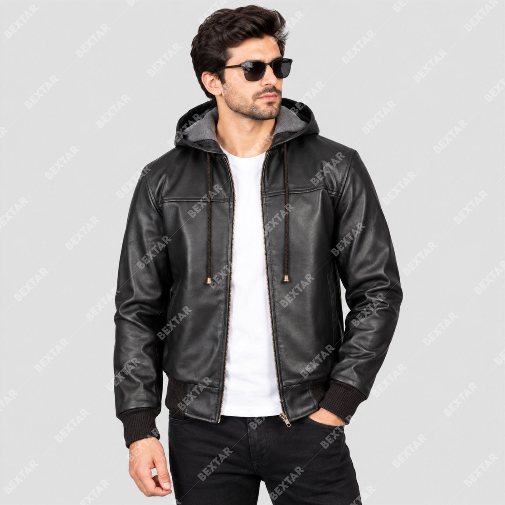 Brown Semi-Aniline Sheepskin Leather Hooded Jacket – THE BEXTAR Brown Semi-Aniline Sheepskin Leather Hooded Jacket – THE BEXTAR