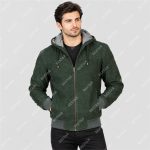 Green Suede Goatskin Leather Hooded Jacket – THE BEXTAR