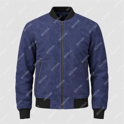 Blue Suede Goatskin Leather Varsity Jacket – THE BEXTAR