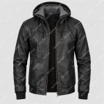 Black Semi-Aniline Sheepskin Leather Hooded Jacket – THE BEXTAR