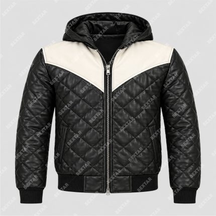 Black Semi-Aniline Sheepskin Leather Hooded Jacket – THE BEXTAR