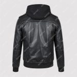 Black Semi-Aniline Sheepskin Leather Jacket with Removable Hood – THE BEXTAR